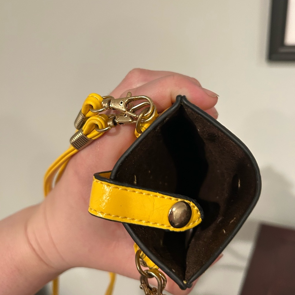 Mellow World Bright Yellow Mini Wallet Crossbody Multi Pocket - Picture 3 of 4